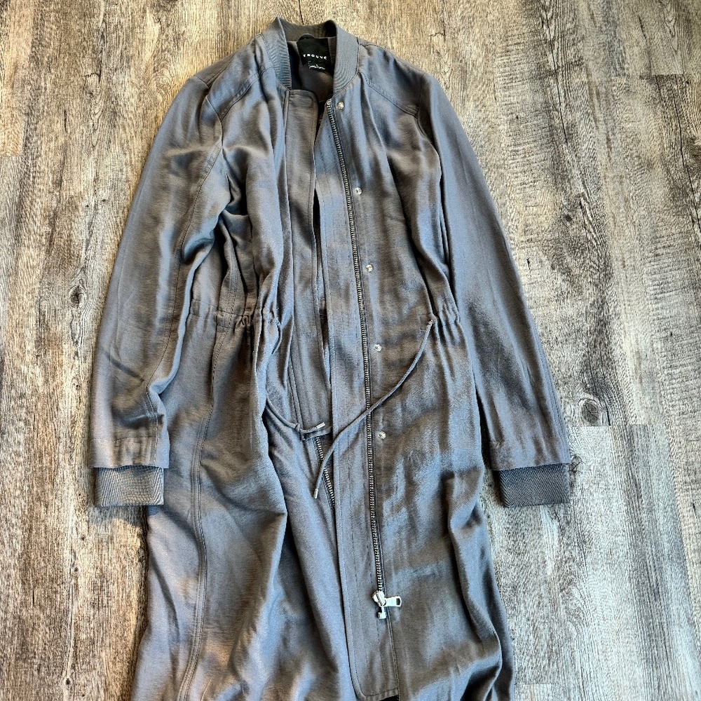 Trouve Long Line Bomber Jacket - size S